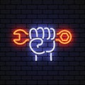 Modern tools hand icon neon, great design for any purposes