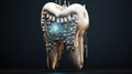 Modern tooth with advanced future technology healing and protection effects, futurity of dentistry