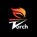 Modern torch logo text with fire