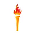 Modern torch with red and yellow flames. Blazing fire. The fiery torch of the champion\'s victory. Flame icon.