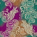 Seamless paisley pattern in dot background