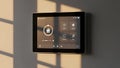 Smart Home Control Panel Tablet Mounted on Wall, Lighting, Security, Music Interface Royalty Free Stock Photo