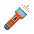 Modern Tourist flashlight isolated on white. Vector illustration in flat style Royalty Free Stock Photo
