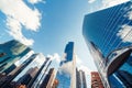 Modern tower buildings or skyscrapers in financial district with cloud on sunny day in Chicago, USA. Business organisation concept Royalty Free Stock Photo