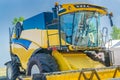 Modern tractor for agriculture on the farm with a powerful motor