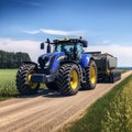 Modern tractor New Holland T8 works in field Royalty Free Stock Photo