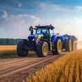 Modern tractor New Holland T8 works in field Royalty Free Stock Photo