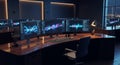 Modern Trading Workspace with Multiple Financial Data Screens Royalty Free Stock Photo