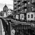 Modern And Traditional Architecture Of A Council Town Hall And Luxury Riverside Apartments With No People Royalty Free Stock Photo