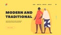 Modern and Traditional Landing Page Template. Senior and Young African Female Characters. Positive Black Women