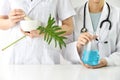 Modern and traditional medical, Alternative organic herbal drug and chemical medicine. Royalty Free Stock Photo