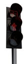 Modern traffic light with timer and pedestrian signals isolated on white