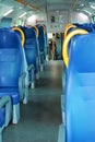 Modern train and blue seats Royalty Free Stock Photo