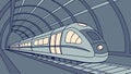 Modern Train Entering Tunnel, Efficient Public Transport, vector design Generative AI Royalty Free Stock Photo