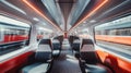 Interior of a Modern Train During the Day Running on Tracks Royalty Free Stock Photo