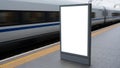 Modern Train Station Platform with Blank Advertising Billboard Royalty Free Stock Photo