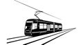 Modern Tram or Light Rail Train Silhouette Vector Illustration Royalty Free Stock Photo