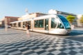 Modern tram in Nice city, France. Royalty Free Stock Photo