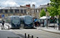 Modern trams in the ancient city Bordeaux