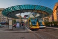 Modern Trams in Strasbourg Center Royalty Free Stock Photo