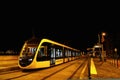 modern tramway urban transportation in evening street in Budapest city, travel concept Royalty Free Stock Photo