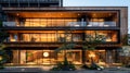 Modern Tranquility: Japanese-Inspired Architecture at Dusk. Generative ai