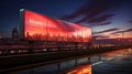 Modern transparent plain billboard on highway of future futuristic city