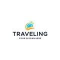 Modern TRAVELING plane waves tree logo design