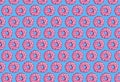 Modern trendy food repeating pattern of pink donuts on a blue background.food collage. Royalty Free Stock Photo