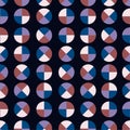 Modern and trendy geometric polka dot 4 quaters seamless pattern