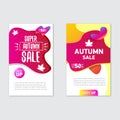 Modern trendy mobile autumn sale banners set . Hot Sale banner design template , Super sale special offer web horizontal Royalty Free Stock Photo