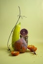 Modern trendy still life with fruits and vegetables