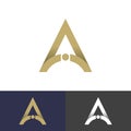 Modern triangle logo design. Letter A logo design with semi circle.