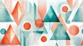 Modern triangles and circles in pale pastel teal and Royalty Free Stock Photo