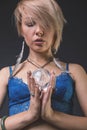 Modern Tribal Woman holding crystal ball Royalty Free Stock Photo