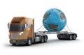 Modern truck carrying the earth Royalty Free Stock Photo