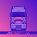 modern truck logo vector violent and blue front view illustration