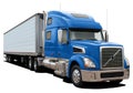 Modern truck Volvo VT880 with semi-trailer and blue cab. Royalty Free Stock Photo