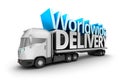 Modern truck with Worldwide delivery word