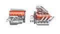 Modern turbo engine and supercharger engine isolated 3d render on white background no shadow