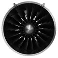 Modern turbofan engine. close up of turbojet of aircraft on white background