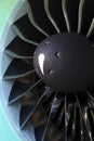 Modern turbofan fanjet airplane engine. Airbreathing jet engine