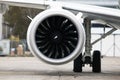 Modern turbofan fanjet airplane engine. Airbreathing jet engine Royalty Free Stock Photo