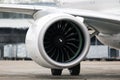 Modern turbofan & x28;fanjet& x29; airplane engine. Airbreathing jet engine Royalty Free Stock Photo