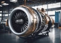 Modern turbojet engine, detailed technology turbine jet engine illustration