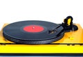 Modern turntable in silver case front view isolated Royalty Free Stock Photo