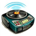 Modern Turntable with Wireless Sound Waves Royalty Free Stock Photo