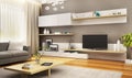 Modern tv cabinet in the luxury living room Royalty Free Stock Photo