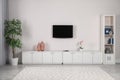 Modern TV set mounted on wall Royalty Free Stock Photo