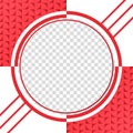 Modern Twibbon circular frame design with vibrant red geometric patterns and ample space for customizable content Royalty Free Stock Photo